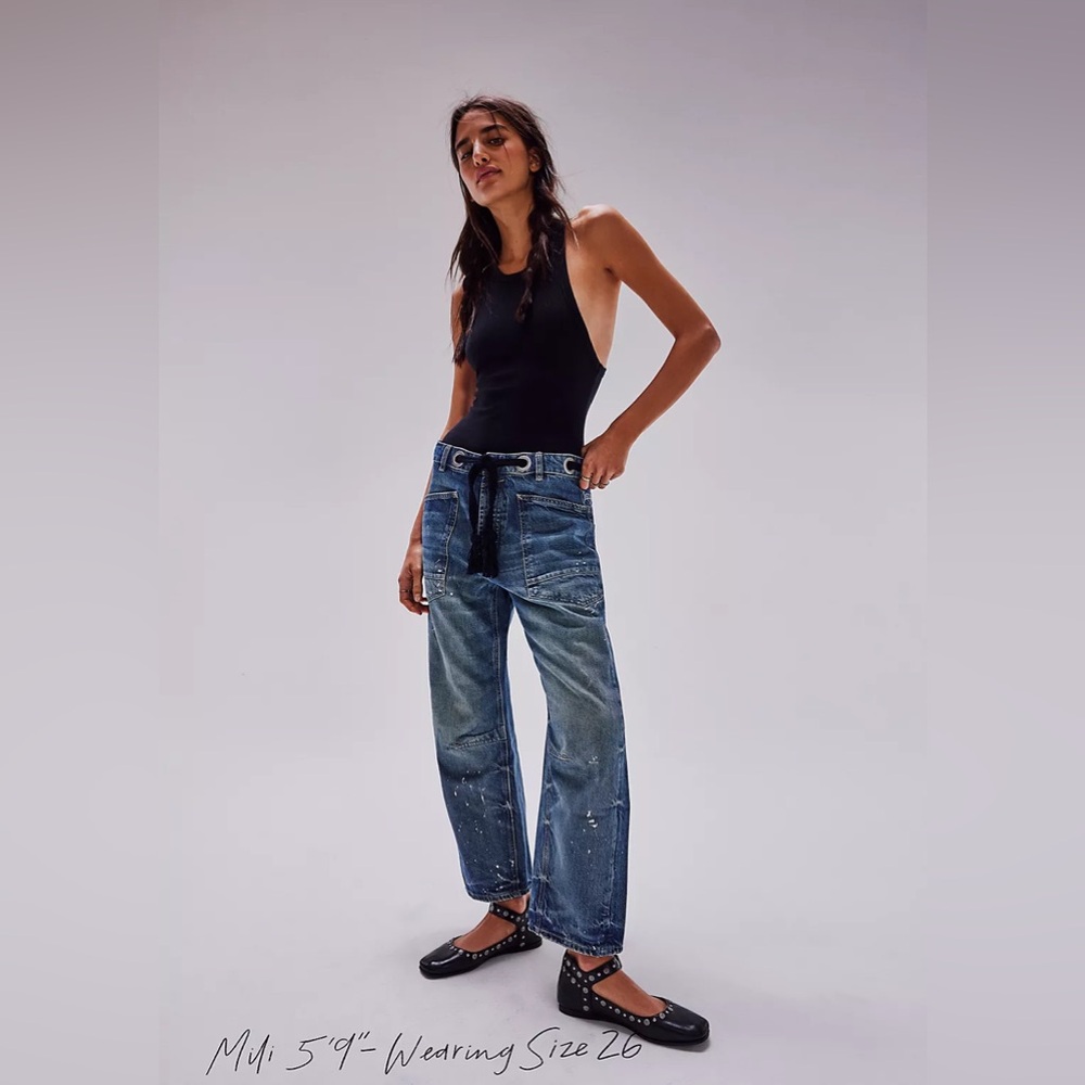 We The Free Moxie Pull-On Barrel Jeans-Timeless Blue-Size 30
